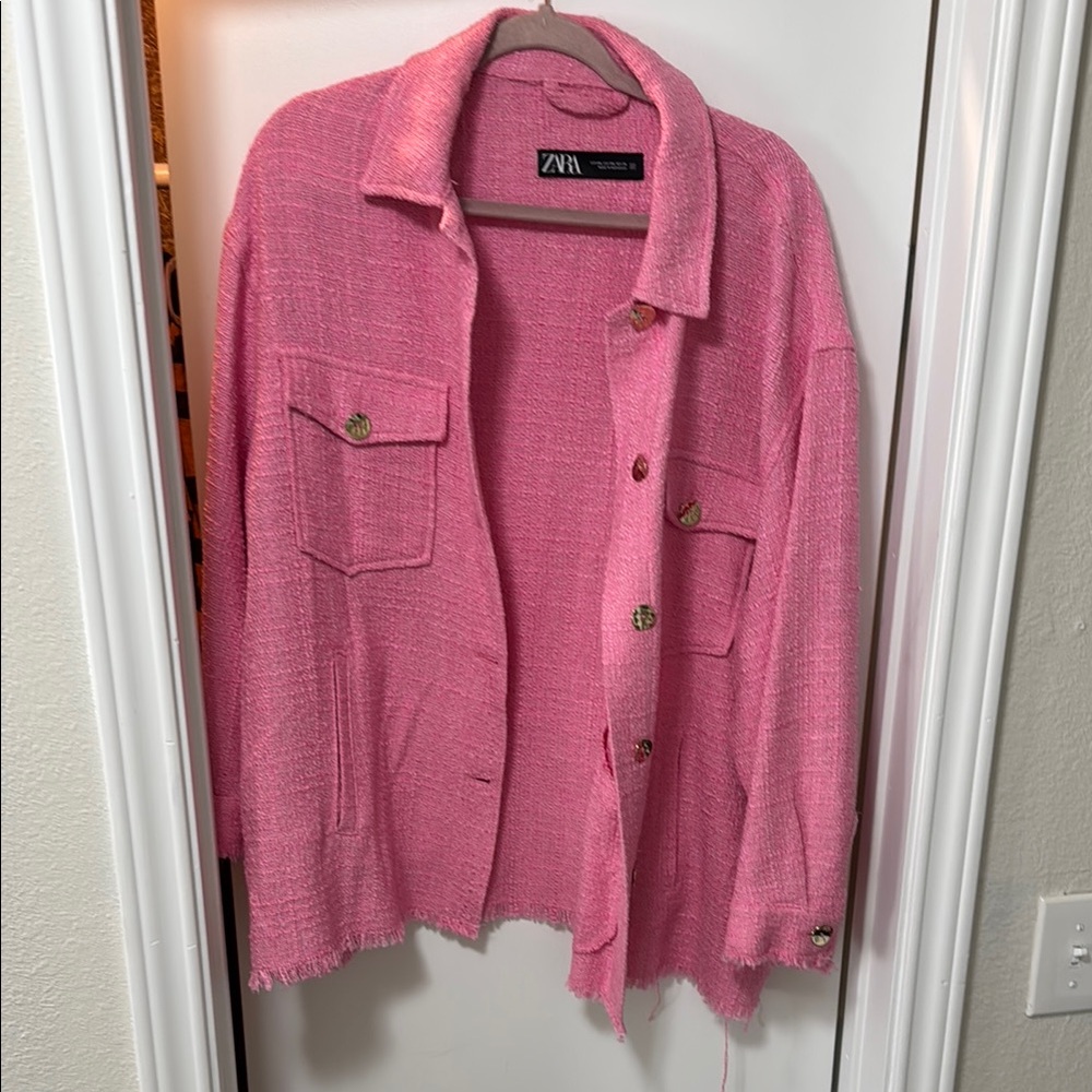 Zara Vibrant Pink Tweed Jacket